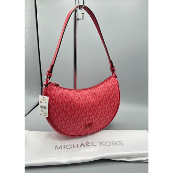 Michael Kors Small Kayla Crimson Signature Convertible Pouchette 32T5T8QU1B NWT - Picture 1 of 14